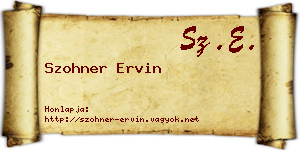 Szohner Ervin névjegykártya