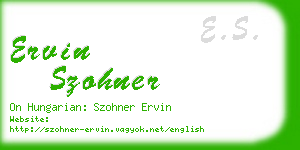ervin szohner business card